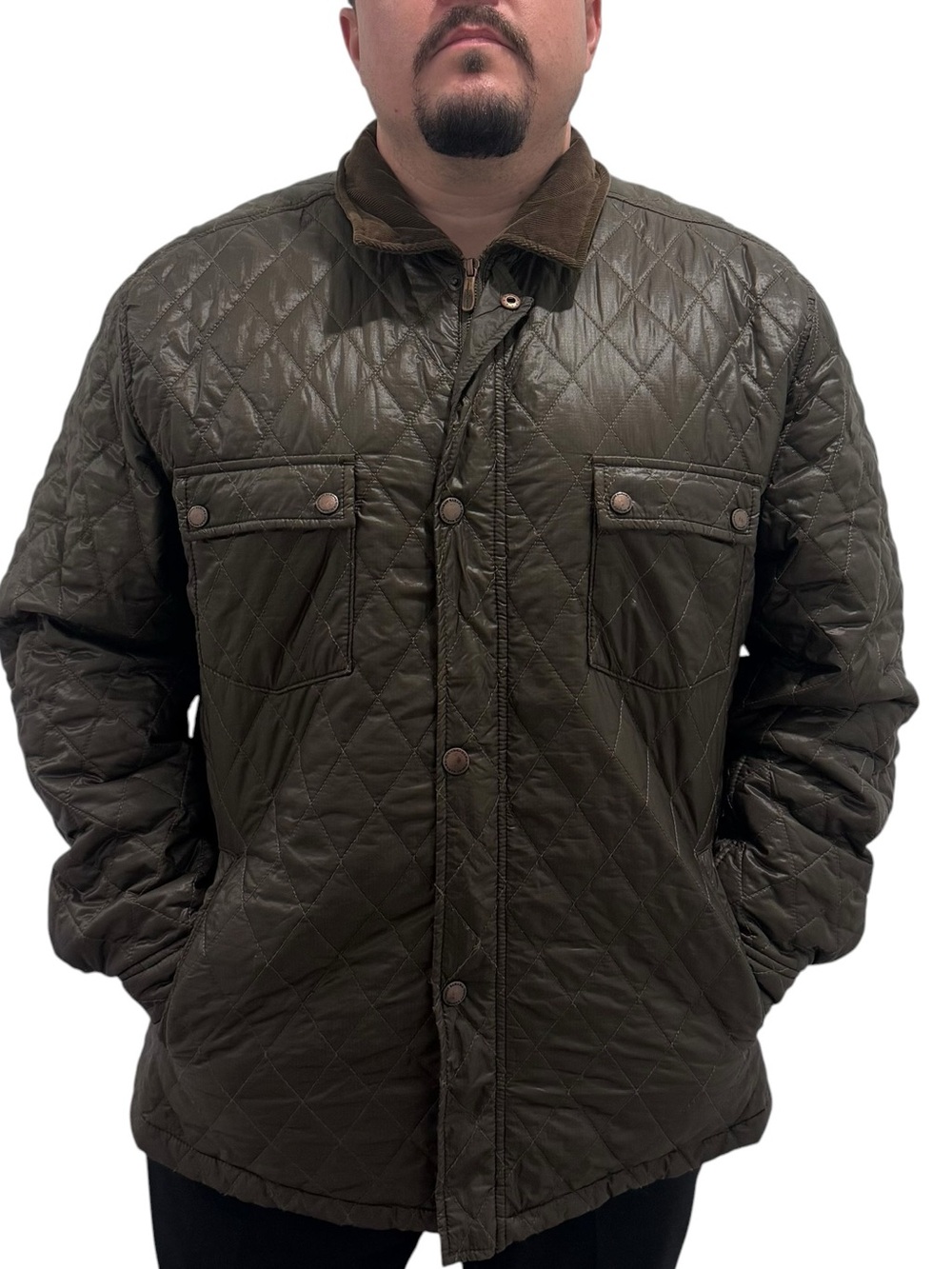 Tommy Bahama Green Quilted Puffer Chore Jacket Coat‎ Mens XXL Full Zipper